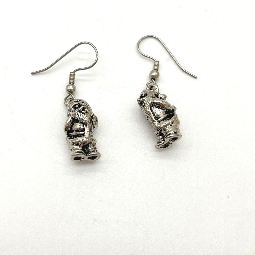 Santa‎ Claus Christmas Earrings Silver Tone Dangle Drop Holiday Jewelry